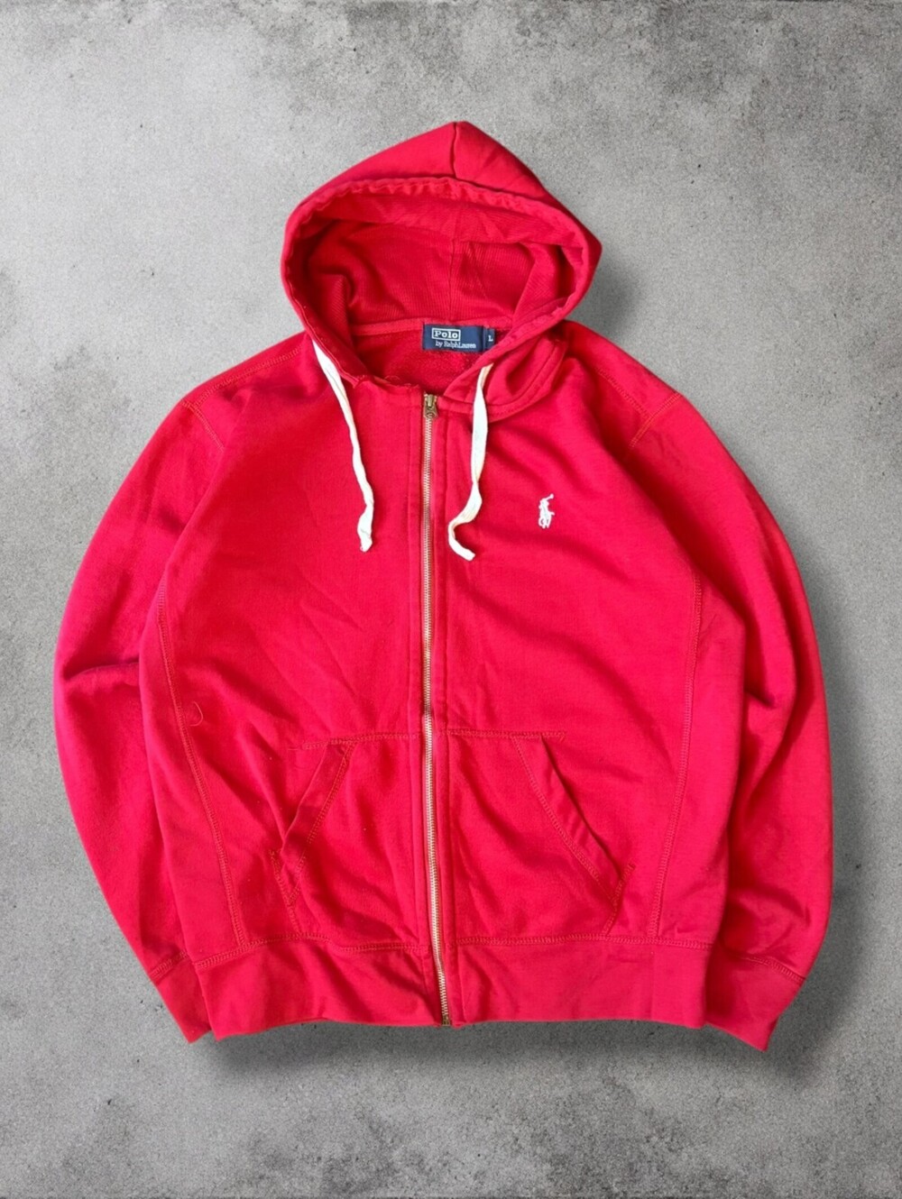 Vintage Polo Ralph Lauren Tech Fleece Full Zip Hoodie Sweatshirt Mens Large